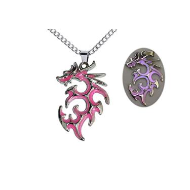 Imagem de Colar de dragão de aço inoxidável com dragão que brilha no escuro para mulheres e homens colar de formatura de verão joia presente, 55 centimeters, Aço inoxidável, Sem Pedra Preciosa