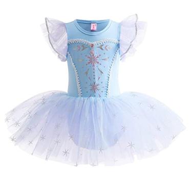 Imagem de REXREII Baby Girls Frozen Elsa Princess Ballerina Tutu Dress Christmas Halloween Fancy Dress Up Costume Blue 18-24M