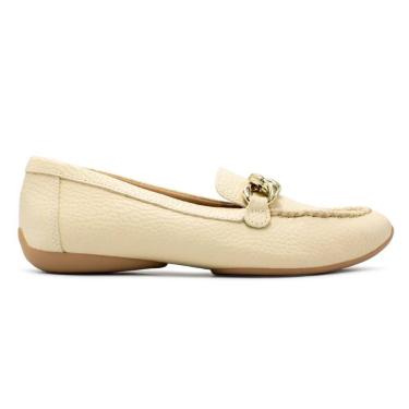 Imagem de Mocassim Usaflex Feminino Couro Enfeite Corrente Casual AL3303