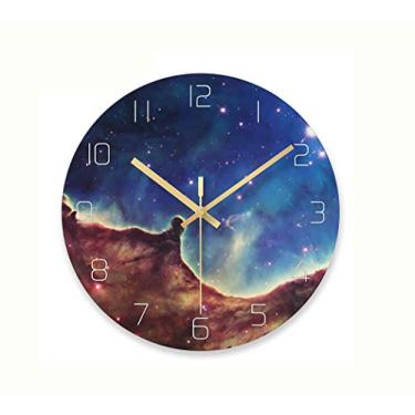 Imagem de Relógio de parede, constelação de estrelas da terra azul cósmico vidro temperado digital quarto estudo sala de estar relógio de parede (C)