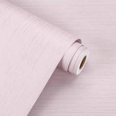 Imagem de WESTICK Papel de parede texturizado rosa para quarto papel de parede romântico descascar e colar papel de parede autoadesivo rosa bonito papel de contato para sala de estar parede armários de cozinha