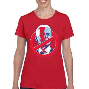 Imagem de Camiseta No Biden Anti Sleepy Joe Republican President Pro Trump 2024 MAGA FJB Lets Go Brandon Deplorable Camiseta feminina, Vermelho, GG