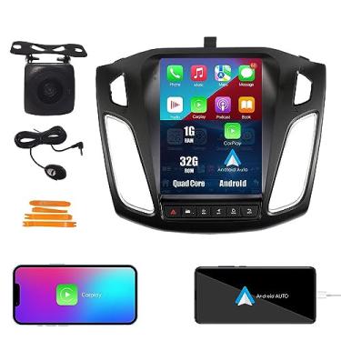 Imagem de KUNFINE Tesla Style 24.6 cm Android Radio CarPlay Android Auto Autoradio Navegação veicular estéreo multimídia Player GPS RDS DSP BT WiFi substituição para Ford Focus 2012-2018, se aplicável