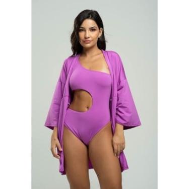 Imagem de Saída de Praia Kimono Manga Longa Feminino Proteção Solar Uv 50+ Moda Praia-Feminino