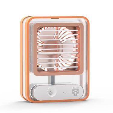 Imagem de Condicionadores de ar com ventilador portátil, mini condicionador de ar evaporativo com luz colorida, ventilador de resfriamento pessoal de 3 velocidades, ventilador de névoa de spray operado para sal