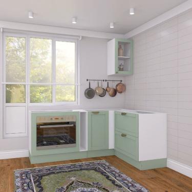 Imagem de Cozinha Modulada 5 Peças 4 Balcões 1 Aéreo Sem Tampo Arizona CabeCasa MadeiraMadeira Branco/Menta