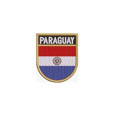 Imagem de BP0047E-011 Bandeira Paraguai Patch Bordado 5,7×6,8cm (D) Matriz Para Bordar)