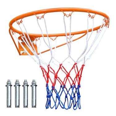 Imagem de MIUDGIG Substituição de aro de basquete de 45,7 cm, aro e rede de gol de basquete resistente, aros de mesa de aço sólido profissionais universais para cestas de basquete montadas na parede e no solo,