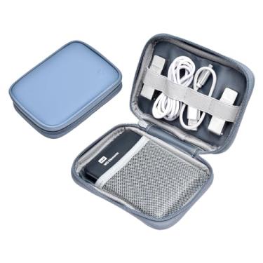 Imagem de Miloocul Capa de couro para disco rígido externo para Western Digital WD Elements/WD My Passport/WD My Passport capa de transporte de disco rígido ultra portátil de 1 TB 2 TB 4 TB 5 TB (cinza e azul,