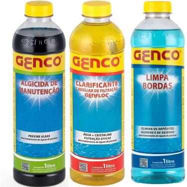 Imagem de Kit Clarificante Algicida Manutenção Limpa Bordas 1L Genco