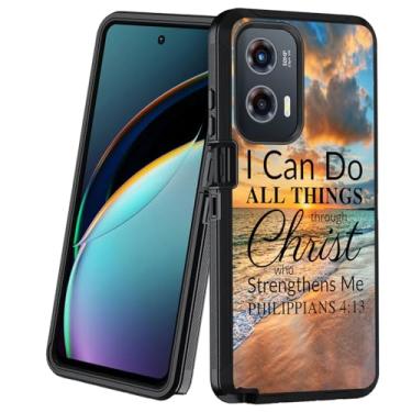 Imagem de BXIKEOPIU Projetada para Moto G Stylus 5G 2024, capa protetora resistente à prova de choque de 3 camadas à prova de poeira/queda para Motorola Moto G Stylus 5G 2024, versículo bíblico Philippians 4-13