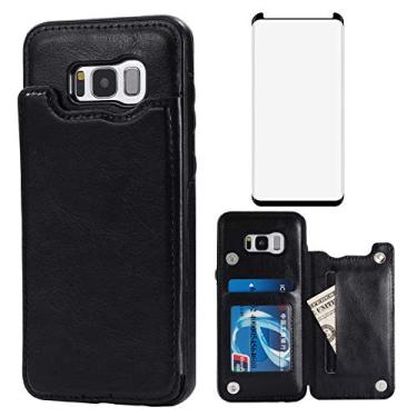 Imagem de Asuwish Capa tipo carteira compatível com Samsung Galaxy S8 e protetor de tela de vidro temperado, suporte para cartão, capa flip de couro para celular para Glaxay S 8 Gaxaly 8S Edge SM-G950U mulheres