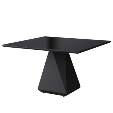 Imagem de Mesa De Jantar Quadrada 130x130cm Lia Tampo Vidro Preto CCS