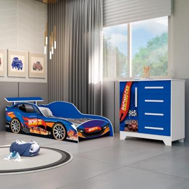 Imagem de Jogo De Quarto Infantil - Cama E Comoda Carro Personagens - Azul