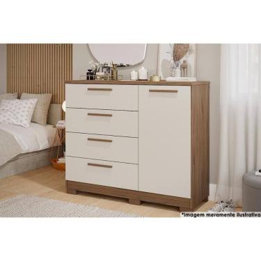 Imagem de Cômoda Casal Malu 1 Porta 4 Gavetas Avelã/off White - Panan