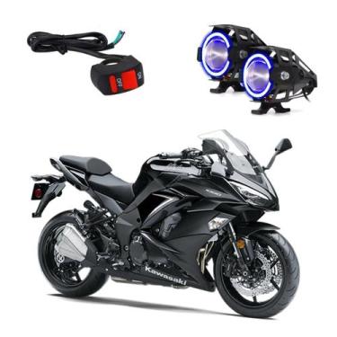 Imagem de Par Farol de Milha Angel Eye U7 Azul para Moto Kawasaki NINJA 1000 201