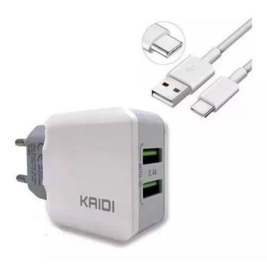 Imagem de Carregador Turbo Celular Smartphone 2 Usb Cabo Tipo C KD-301C Original