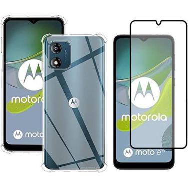 Imagem de Kit 2 em 1 Capinha Moto E13 Anti Impacto Transparente + Película 3D De