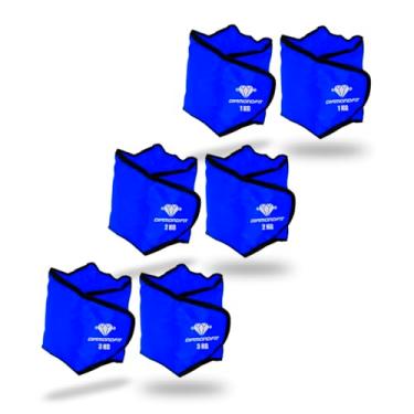 Imagem de Kit 3 Pares de Caneleira de Peso Para Perna de 1kg ao 3kg Azul Reforçada Treino Fitness Funcional Tornozeleira de Academia Profissional