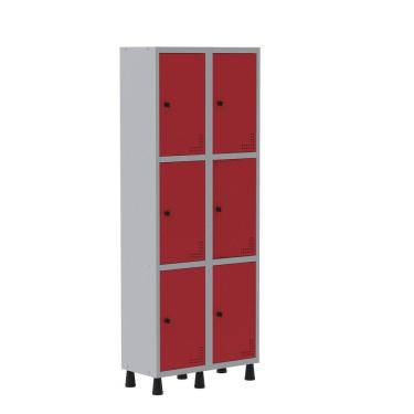 Imagem de Roupeiro Aço Light 2v 06 Portas Gr302/6 Cinza/Vermelho