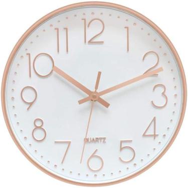 Imagem de Relógio Decorativo de Parede 25cm Rose Gold Redondo Moderno Silencioso