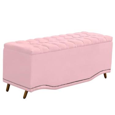 Imagem de Calçadeira Baú Queen Estofada Maitê Veludo - Ateliê do Conforto, rosa 