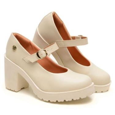 Imagem de Sapato Boneca Scarpin Feminino Debutante Salto Baixo Tratorado - Grife