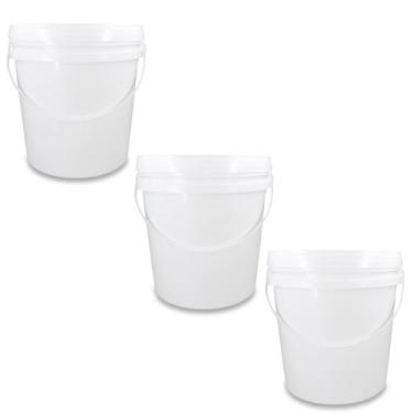 Imagem de Kit 03 Baldes Plástico 3,6L Atóxico com Tampa Hermética e Alça para Ar