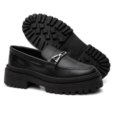 Imagem de Sapato Oxford Form's Casual Mocassim Feminino Sola Tratorada Preto 025