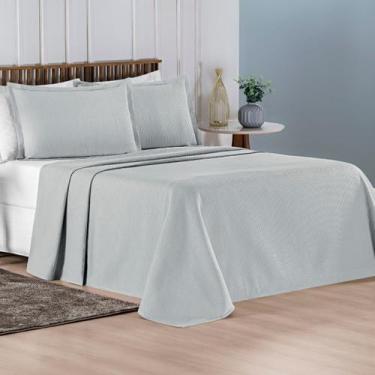 Imagem de Cobre Leito Queen 100% Algodão com Porta Travesseiro Aba Americana Cha