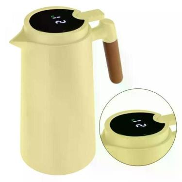 Imagem de Garrafa térmica plástico cabo de madeira e termômetro menta - Lyor