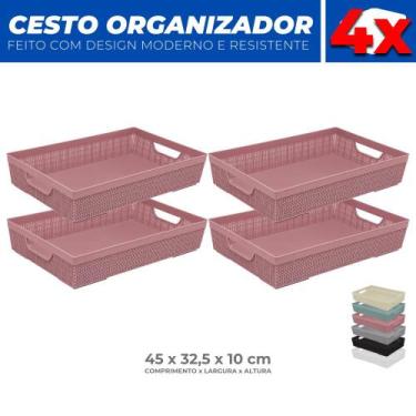 Imagem de Kit 4 Cestos Organizador Armário Gaveta Lavanderia G 45x32 - Jaguar, R