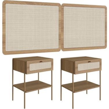 Imagem de Cabeceira Casal Queen 160cm E 2 Mesas Laterais 1 Gaveta Industrial Indy A03 Hanover