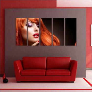 Imagem de Quadro Decorativo Fashion Hair Make Up Salão De Beleza 5 Peças GG2 - V