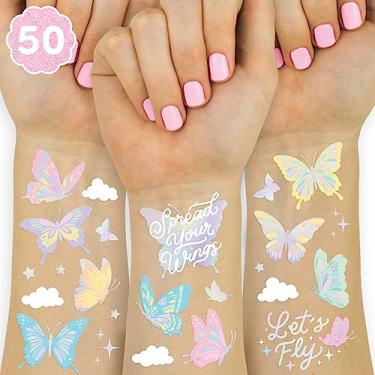 Imagem de xo, Fetti Tatuagens temporárias de borboleta pastel - 70 estilos de folha | Decorações de festa de aniversário de fada arco-íris, monarcas, lembranças de coração, flores, artes e artesanato de jardim,