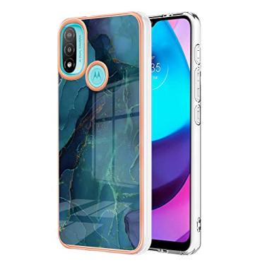 Imagem de Dinglijia Capa Slim Fit para Moto E20, Capa para Moto E30, Capa para Moto E40, Padrão de Mármore IMD Design Fino Melhor Câmera e Proteção de Tela para Meninas Capa para Moto E20/E30/E40, BKC Verde