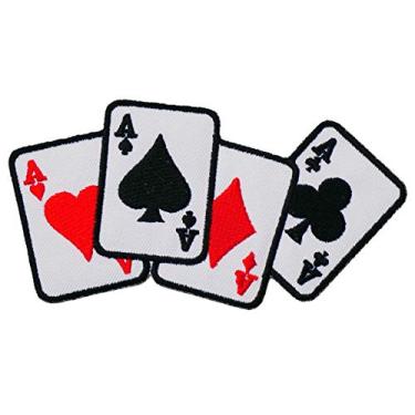 Imagem de Graphic Dust Ace Card Embroidered Iron On Patch Applique Poker Casino Gambling Red Las Vegas Ace Club Lucky Jack Queen King Ace Card