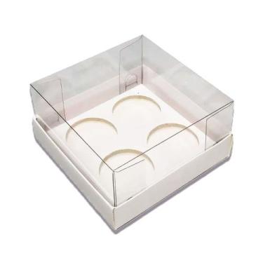 Imagem de Caixa Base Brigadeiro - Branco - 4 cavidades (9x9x4,5cm) - 100 unidade