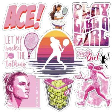 Imagem de Conjunto de adesivos Tennis Girl - Decalque rosa, bola de tênis, presentes de treinador - Decorações esportivas para garrafas de água, laptops, telefones - Ideal para entusiastas de tênis!