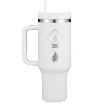 Imagem de Ssquare Copo Quencher H2.0 FlowState 1,134 g de aço inoxidável isolado a vácuo com tampa e canudo para água, chá gelado, smoothie e mais. (branco)