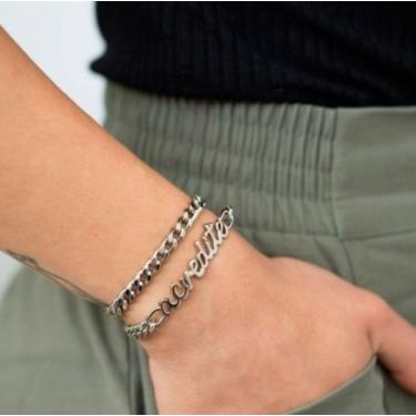 Imagem de Bracelete Feminino Acredite banhado a prata     - Baronesa imports18k 