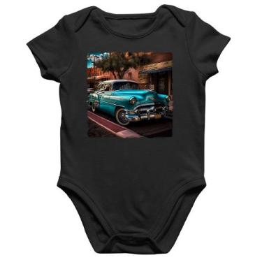 Imagem de Body Bebê Algodão Carro clássico azul - Foca na Moda, Preto, M