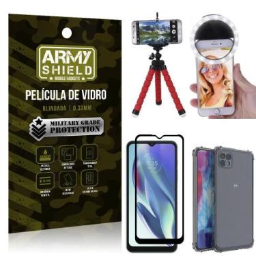 Imagem de Kit Moto G50 5G Tripé Flex + Flash Ring + Capa Anti Impacto + Película