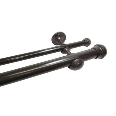 Imagem de Kit De Varão para Cortina 2m Duplo De 28mm E 19mm Marrom - Nathalia En