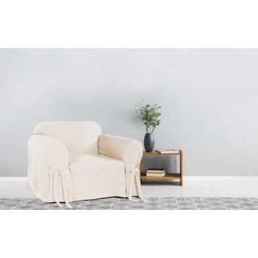 Imagem de Capa Protetor de Sofá 1 Lugar Tecido Gorgurão Resistente Pratica Lisa 