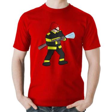 Imagem de Camiseta Algodão Bombeiro - Foca na Moda, Vermelho, GG