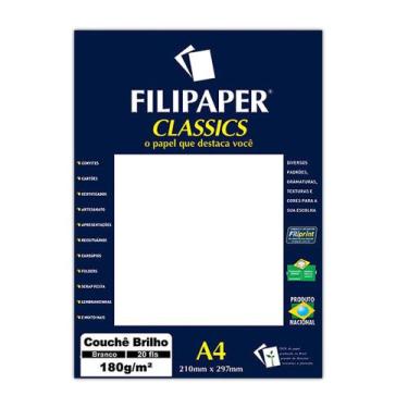 Imagem de Papel Couchê Brilho Branco A4 Filipaper 180g 20 Folhas - FILIPERSON