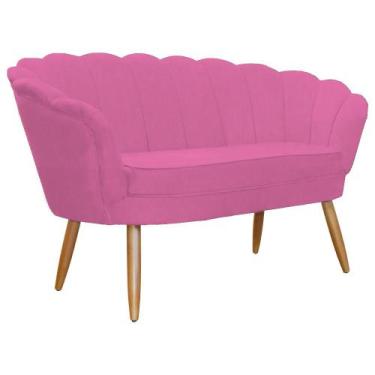 Imagem de Namoradeira Decorativa Pétala Sala de Estar Tecido Suede Rosa Kimi Des