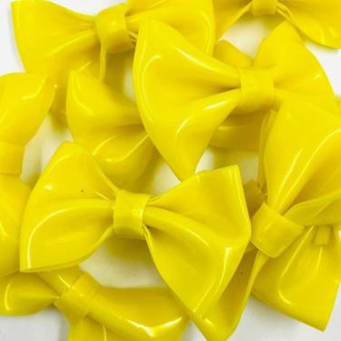 Imagem de Aplique Laço Lonita de Silicone Amarelo 78x41mm 10pçs 90g - Macall
