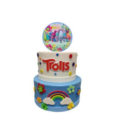 Imagem de Bolo Fake Trolls Azul - Catavento Festa dos Sonhos